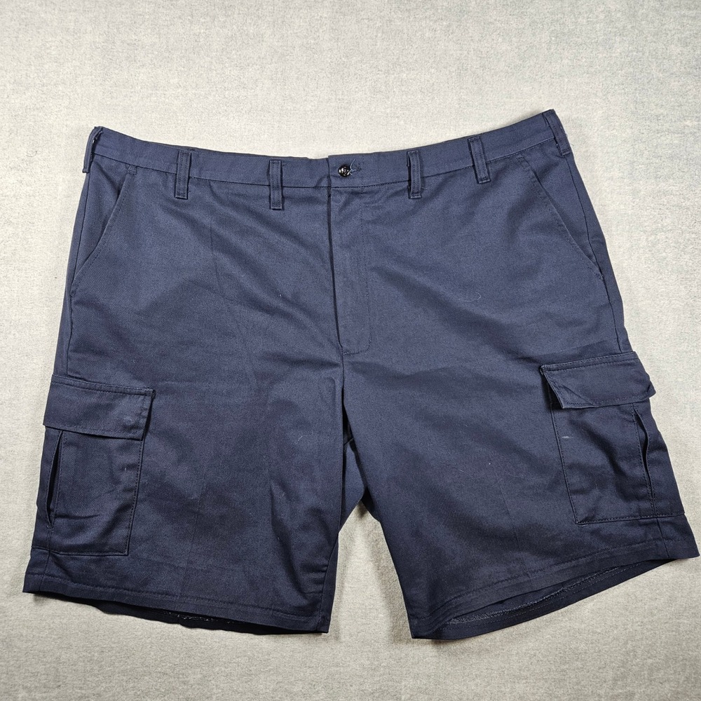 Aramark Authentic Mens Navy Blue‎ Cargo Shorts Stretch Waist Adjustec 46R GP0730